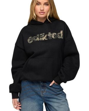 Edikted Camo Cutie Oversized Hoodie - Black