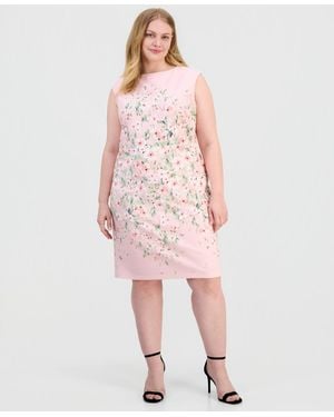 Kasper Plus Size Floral Sleeveless Sheath Dress - Pink