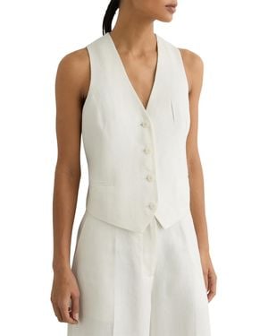 Reiss Linen-blend Tailored Waistcoat - White