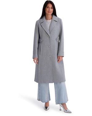 Kensie Faux Wool Walker With Button Front - Gray