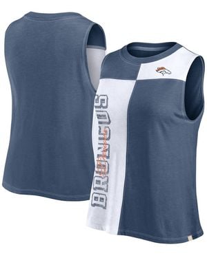 Fanatics Navy/white Denver Broncos Script Color Block Tank Top - Blue
