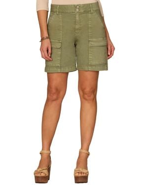 Democracy Petite Sky-rise Flap Patch Pockets Cargo Shorts - Green
