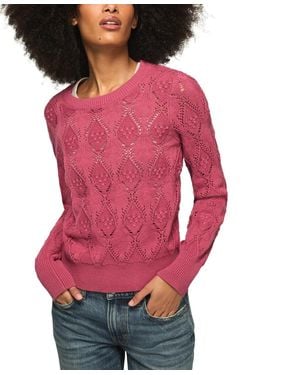 Lucky Brand Acrylic Lace Crewneck Sweater - Red