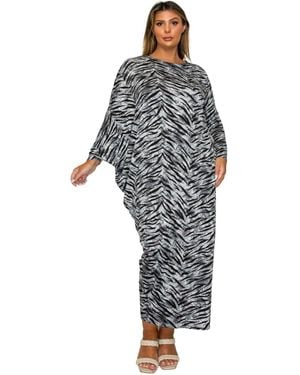 L I V D Plus Size Mary J Asymmetrical Maxi Dress - Gray