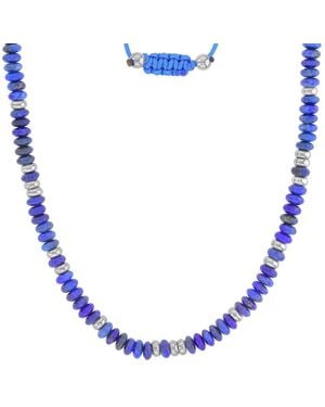 Roxy Waterproof Yellow Beads Labradorite Adjustable Necklace - Blue