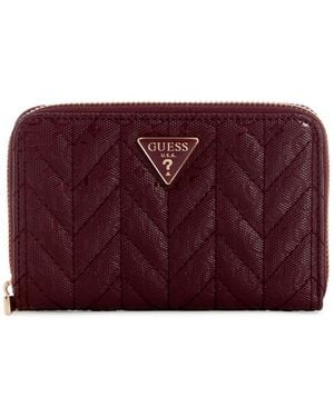 Guess Stacey Mini Zip Around Wallet - Red