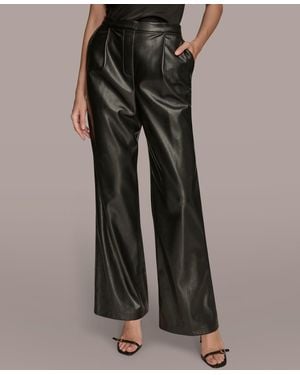 Donna Karan Pull On Wide Leg Pants - Brown