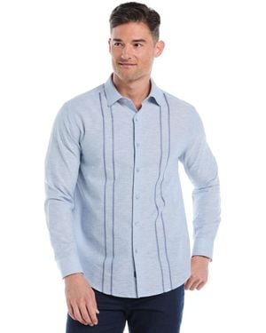 Cubavera Embroidered Long Sleeve Button Down Shirt - Blue