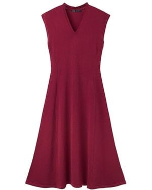 Mango V-neck A-line Midi Dress - Red