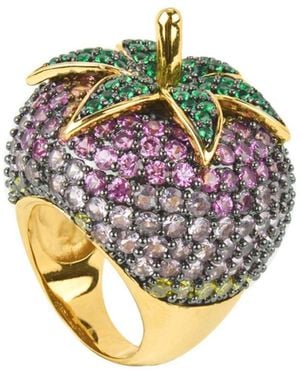 Noir Jewelry Pink Cubic Zirconia Strawberry Cocktail Ring - Metallic