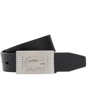 Lacoste Leather Debossed Logo Belt - Black