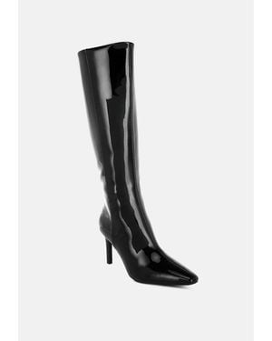 LONDON RAG Warley Patent Faux Leather Calf Boots - Black