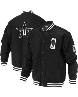 FISLL And Nba Logoman Shadow Collection Full-snap Varsity Jacket - Black