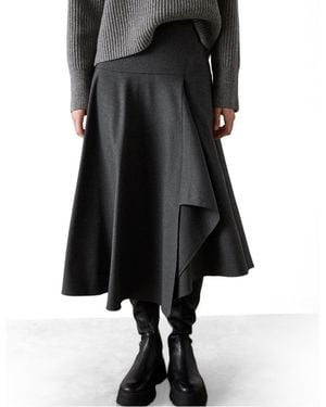 Whistles Draped Asymmetric Midi Skirt - Black