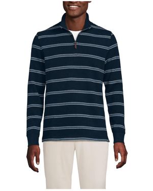 Lands' End Bedford Rib Casual Quarter Zip Sweater - Blue