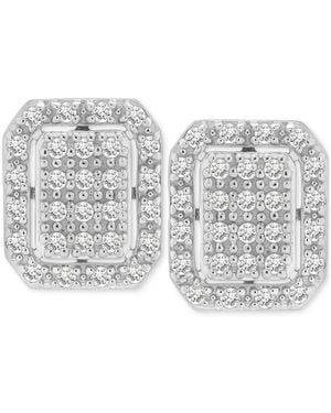 Macy's Diamond Octagon Halo Cluster Earrings (1/3 Ct. T.w. - Gray