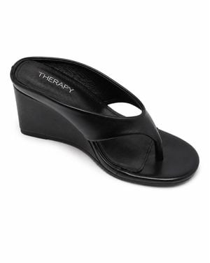 Therapy Australia Sera Round Toe Wedge Thong Heel - Black