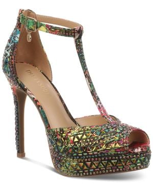 Thalia Sodi Chacey Embellished T-strap Platform Pumps - Metallic