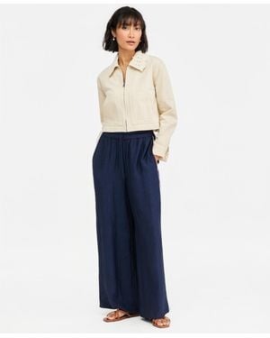 On 34th Crochet Collar Cropped Denim Jacket - White