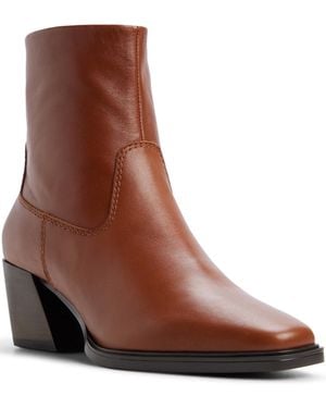 ALDO Ybiraweth Leather Block-heel Square-toe Ankle Booties - Brown