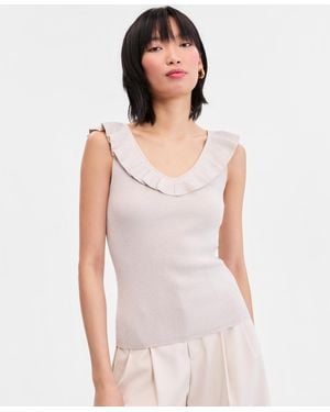 INC International Concepts Ruffle-trim Metallic Sweater Tank - Multicolor