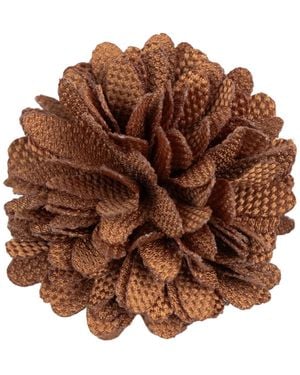 Con.struct Checkerboard Laser-cut Petal Snap-pin Closure Flower Lapel Pin - Brown