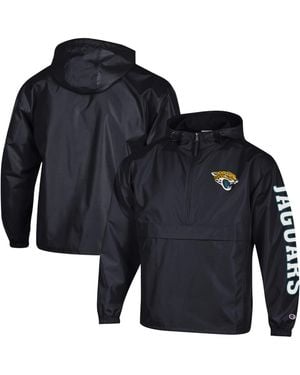 Champion Jacksonville Jaguars Packable Hooded Windbreaker Half-zip Jacket - Blue