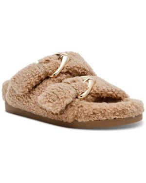 Dolce Vita Aldoni Plush Double-strap Slide Slippers - Brown