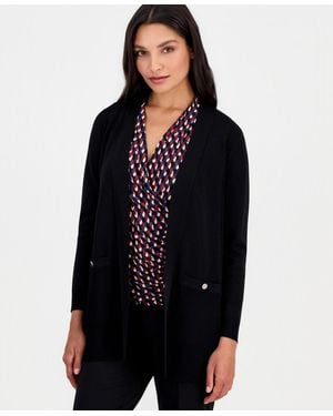 Anne Klein Shawl-collar Open-front Cardigan - Black