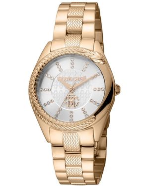 Roberto Cavalli Snake Core Quartz Stainless Steel Bracelet Watch - Metallic
