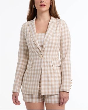 Bebe Gingham One Button Tailored Jacket - Natural