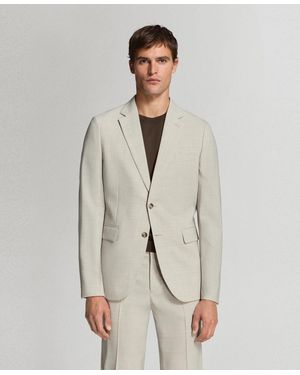 Mango Wool Suit Jacket - Natural