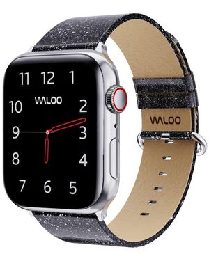 Waloo Sparkly Brilliance Leather Band For Apple Watch - Black