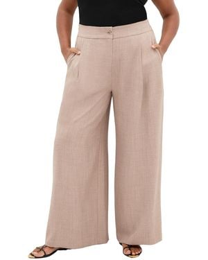 City Chic Plus Size Luci Wide Leg Pant - Brown