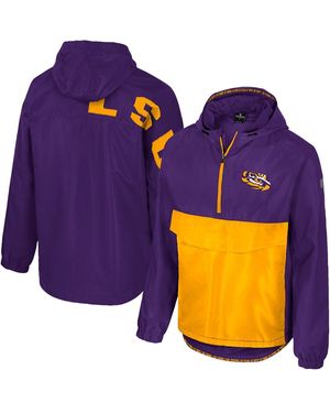 Colosseum Athletics Lsu Tigers Reloaded Anorak Half-zip Jacket - Blue