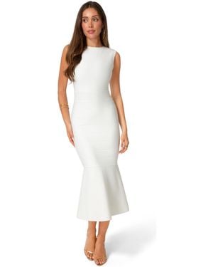 Bebe Bandage Flounce Midi Dress - White