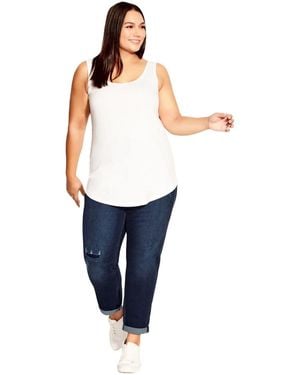 Avenue Plus Size Girlfriend Rip Jean - Blue