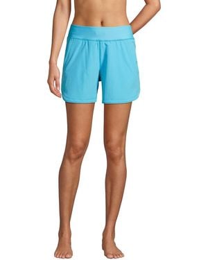 Lands' End Curvy Fit 5" Quick Dry Board Shorts Swim Shorts - Blue