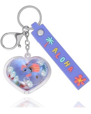 Disney Stitch Heart Shaped Liquid Surfing Keychain - Blue