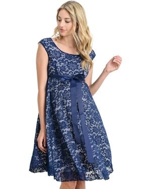 Hello Miss Maternity Lace A-line Dress - Blue