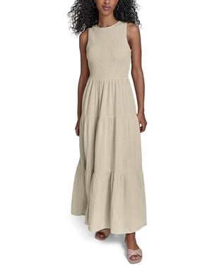 Calvin Klein Sleeveless A-line Midi Dress - Natural