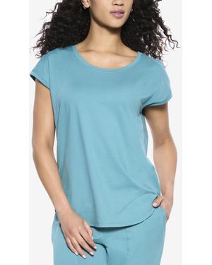 Felina Textured Slub Knit Muscle Tee - Blue