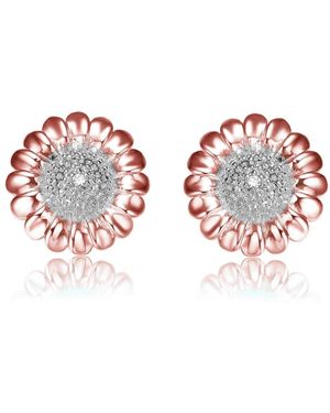 Genevive Jewelry Clear Round Cubic Zirconia Sunflower Inspired Stud Earrings