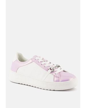 LONDON RAG Nemo Contrasting Metallic Faux Leather Sneakers - Blue