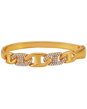 Guess Glass Stone Chain Link Silver-tone Bangle Bracelet - Metallic