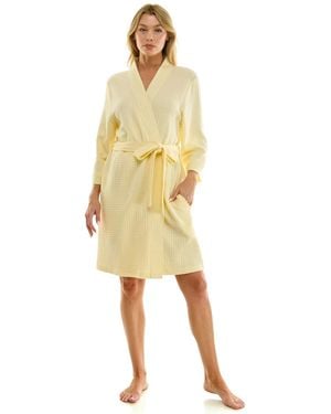 Jaclyn Intimates Waffle Kimono Wrap - Yellow