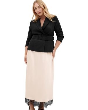 City Chic Ivy Belted Blazer - Black