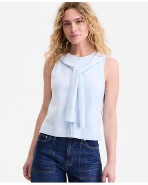 On 34th Tie-neck Sleeveless Sweater - Blue
