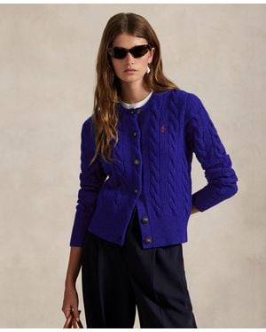 Polo Ralph Lauren Cable-knit Wool-cashmere Cardigan - Blue
