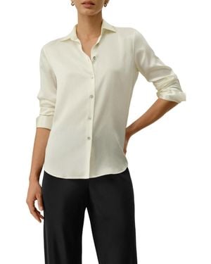 LILYSILK Spread Collar Silk Shirt - White